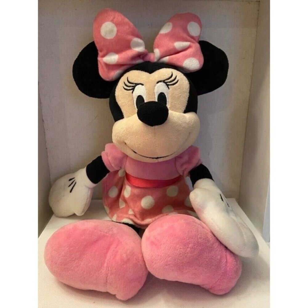Baby Disney 18" Minnie Mouse plush pink and white polka dots dress and bow 